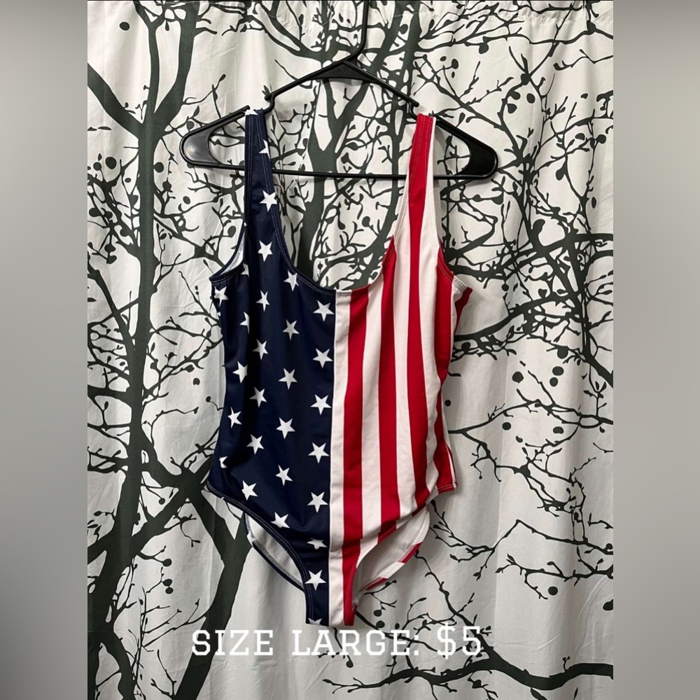 American Flag One Piece Bathing Suit (open back)